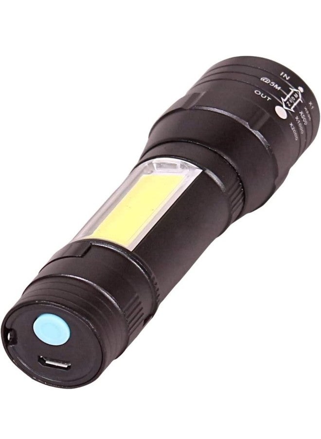 SKPM Sun Rechargeable and Zoomable Aluminum Flashlight with COB Side Light - Image 3